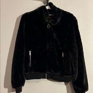 Ambiance Black Bomber Style Teddy Jacket